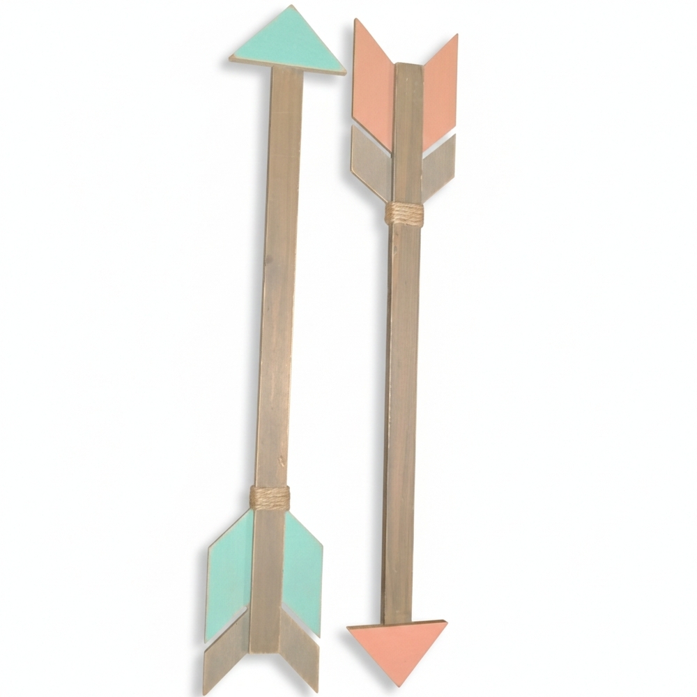Hobby Lobby Teal And Coral Rustic Wooden Arrows Home Wall Decor Southwest